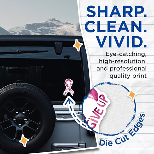 (2 Pack) Never Give Up Stickers - 5" On Longest Side - Sticks to Smooth Flat Surfaces - Made in USA - BMCS9020 - BMCS9020