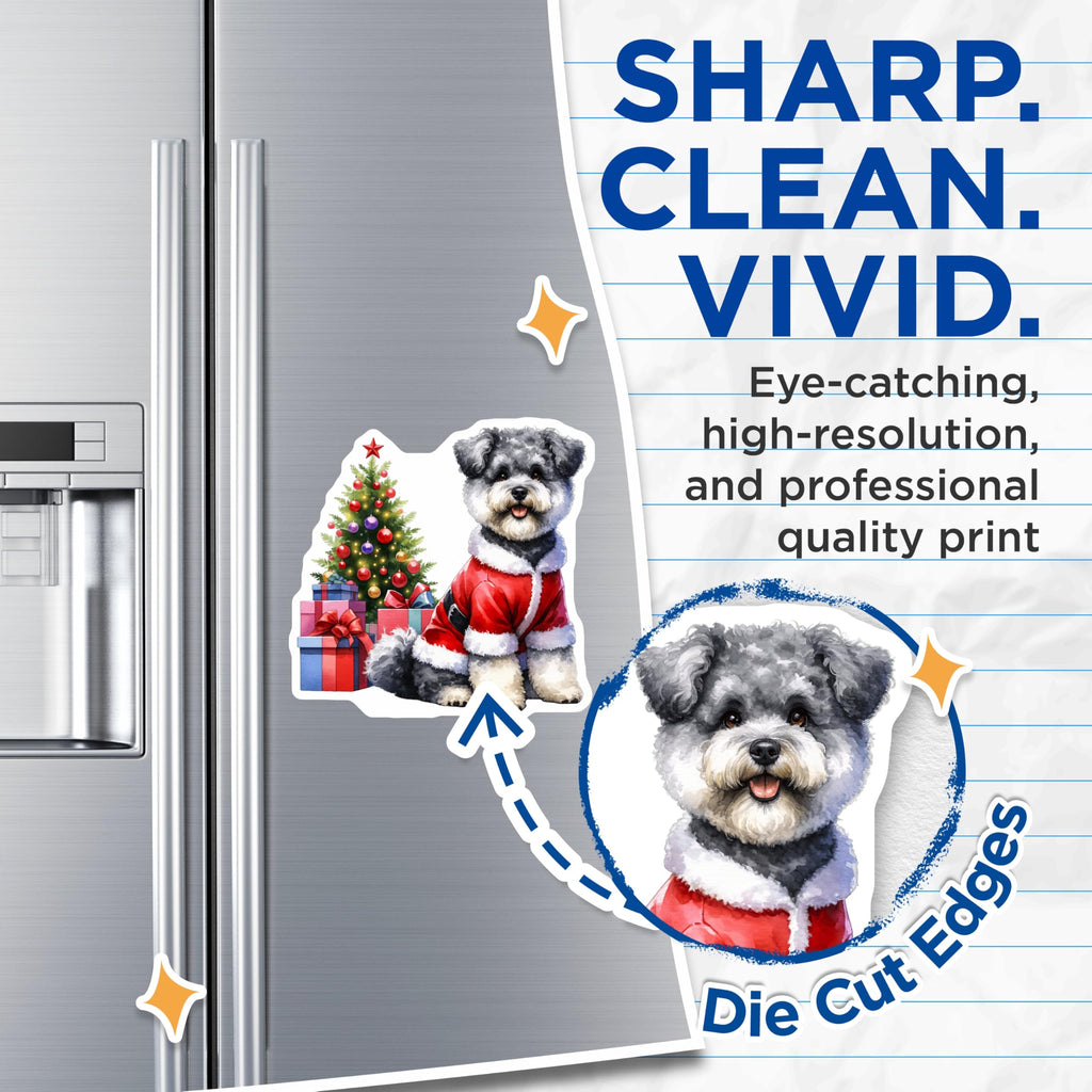 (2 Pack) Santa Schnauzer Dog Magnets - Christmas Tree Holiday Decor - Festive Pet Collectible - 5 Inches On Longest Side - Thick Durable Magnet - Made in USA - MAG23452