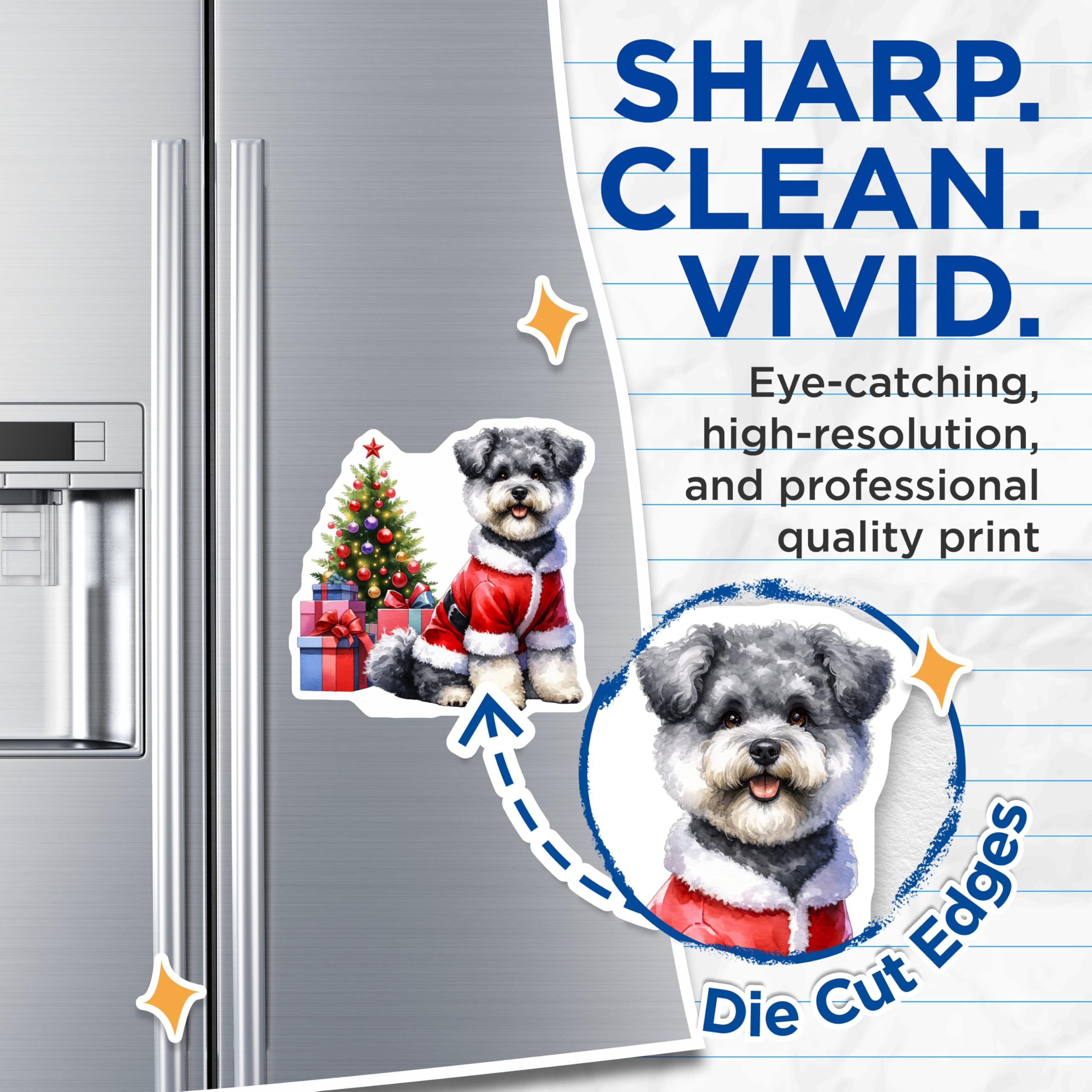 (2 Pack) Santa Schnauzer Dog Magnets - Christmas Tree Holiday Decor - Festive Pet Collectible - 5 Inches On Longest Side - Thick Durable Magnet - Made in USA - MAG23452
