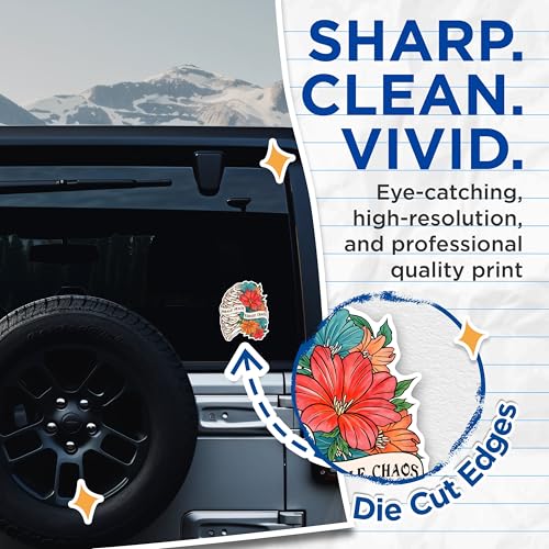 (2 Pack) Inhale Peace Exhale Chaos Stickers - Motivational Floral Stickers - Positive Quote Sticker - 5" On Longest Side - Sticks to Any Smooth Flat Surface - Made in USA - BMCS3004