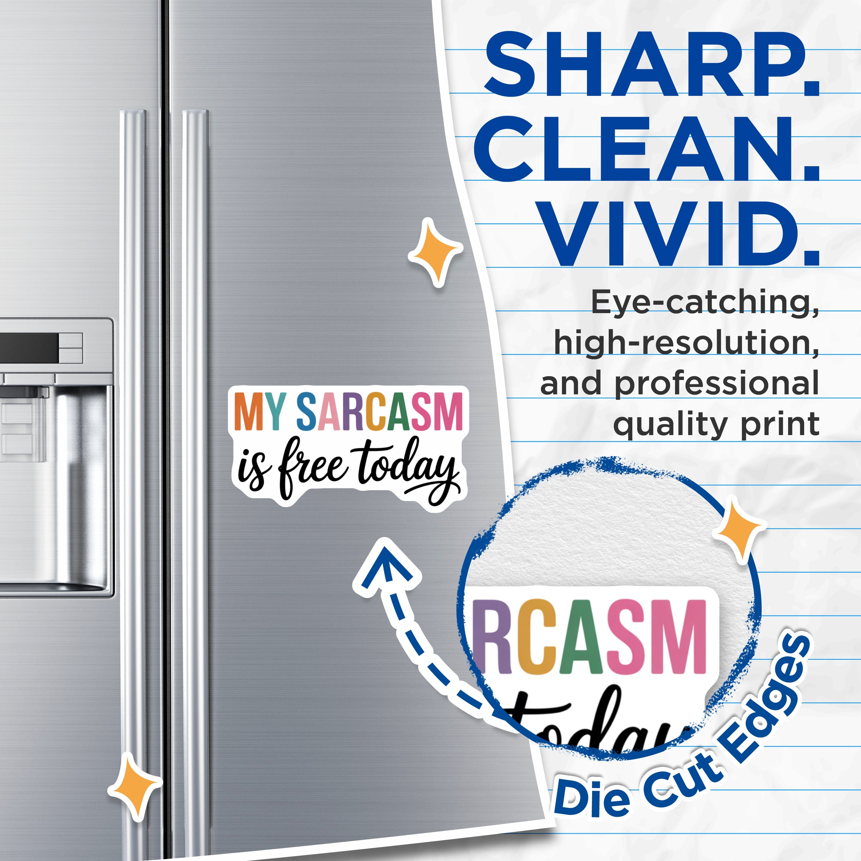 (2 Pack) My Sarcasm is Free Today Magnets - Funny Fridge Decor - Witty Humor Magnets - Sarcastic Quote Magnet - 5 Inches On Longest Side - Thick Durable Magnet - Made in USA - MAG39701