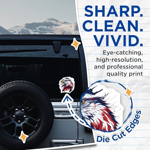 (2 Pack) Bald Eagle Stickers - American Pride - Patriotic Art - 5" On Longest Side - Sticks to Smooth Flat Surfaces - Made in USA - BMCS6759