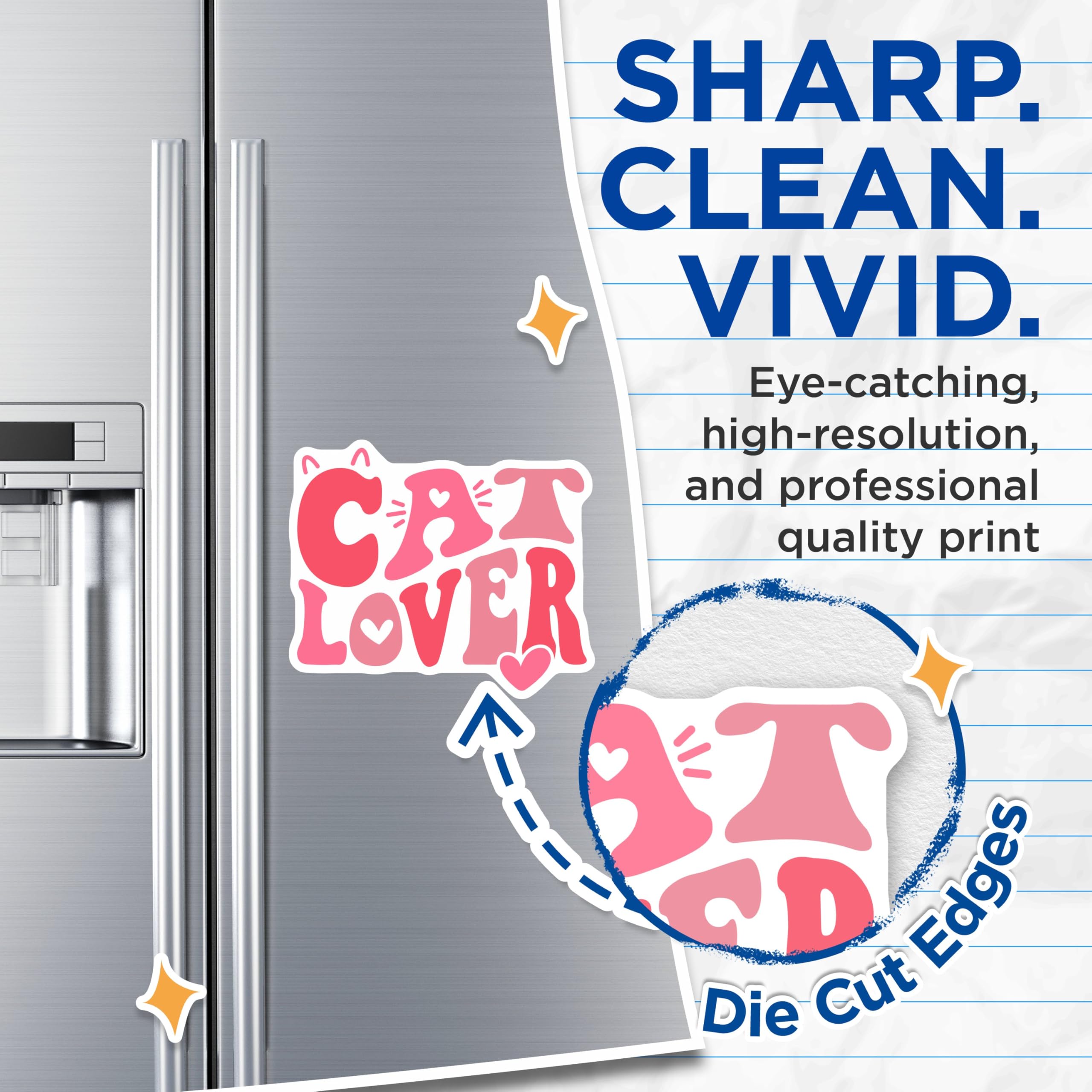(2 Pack) Cat Lover Magnets - Cute Cat Illustrator Magnets - Cat Enthusiast Fridge Decor Magnets - 5" On Longest Side - for Cars, Refrigerators, Toolboxes, Lockers - Made in USA BMCS3379