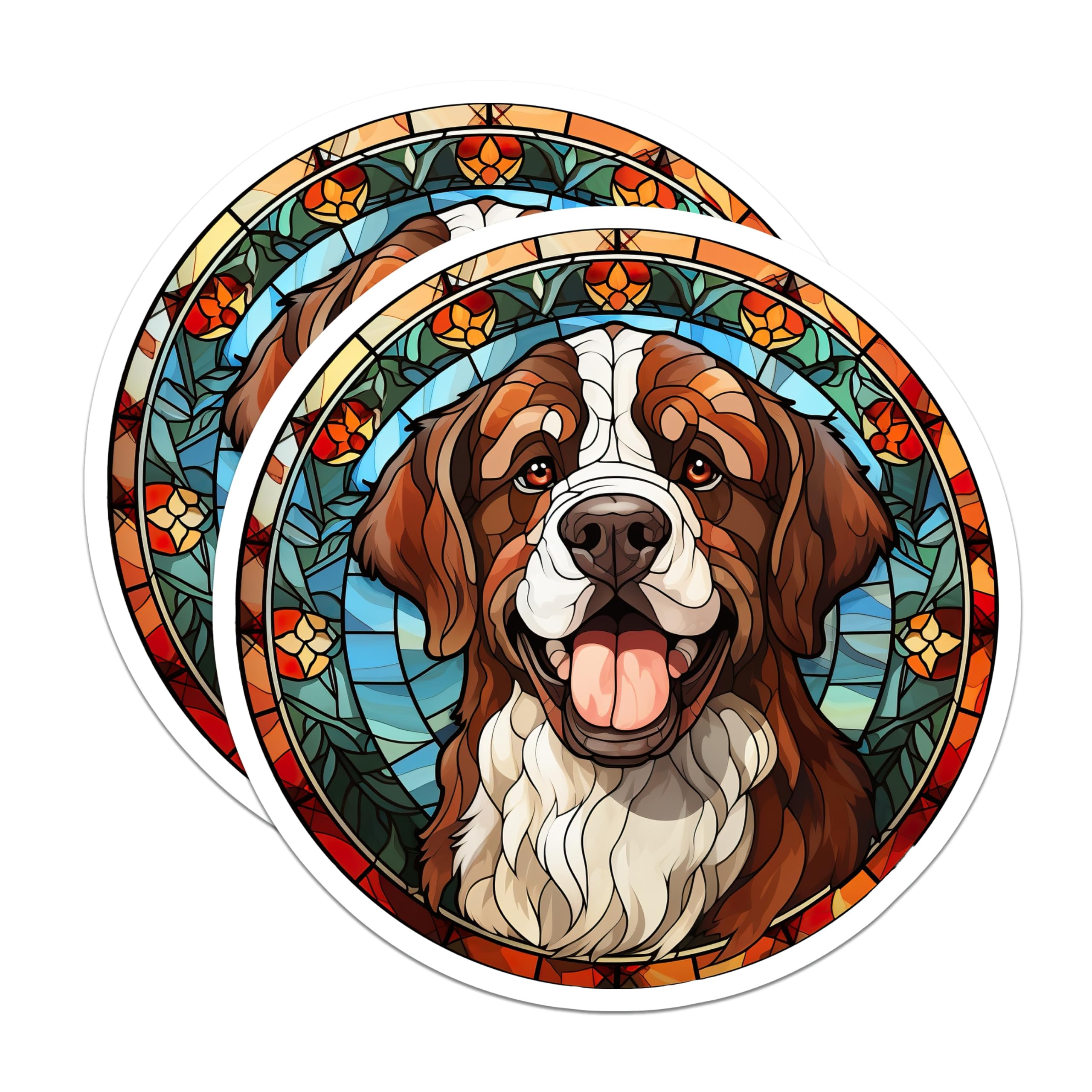 (2 Pack) Bernese Mountain Dog Magnets - Stained Glass Dog - Pet Owner Decor - 5 Inches On Longest Side - Thick Durable Magnet - Made in USA - MAG28052