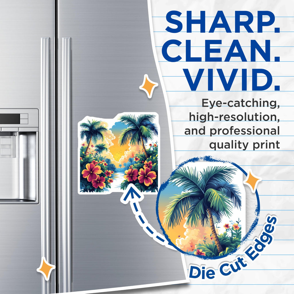 (2 Pack) Tropical Paradise Magnets - Hawaiian Decor - Summer Beach Vibe - 5 Inches On Longest Side - Thick Durable Magnet - Made in USA - MAG29535