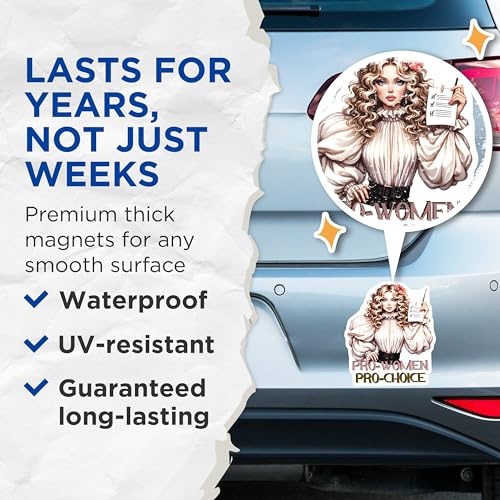 (2 Pack) Pro-Women Pro-Choice Magnets Magnets - Feminist Art - Women's Rights - 5" On Longest Side - Made in USA - Sticks to Refrigerators & Metal Surfaces - MAG9048