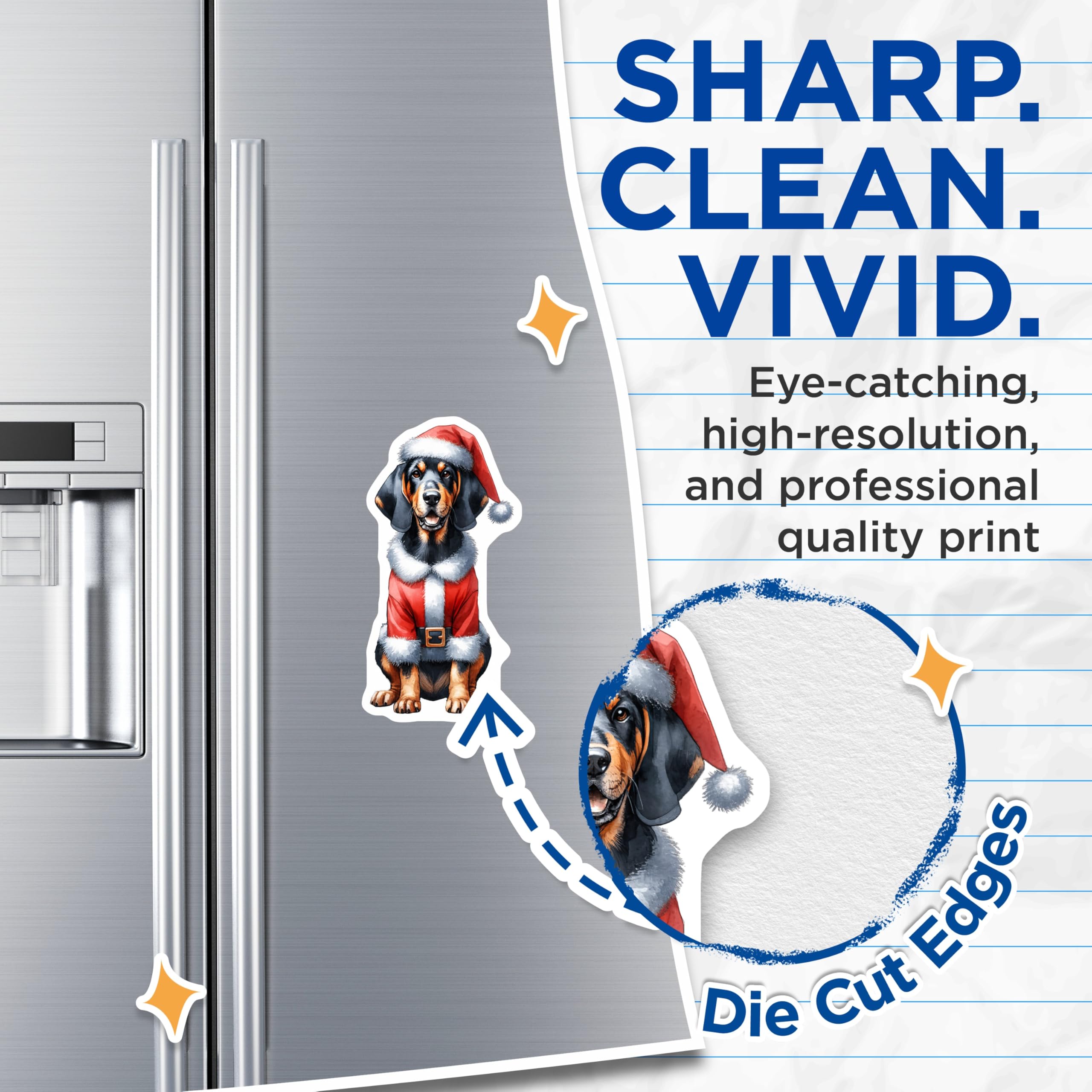 (2 Pack) Christmas Dog Magnets - Santa Claus Hound - Festive Pet Decor - Holiday Kitchen Accents - 5 Inches On Longest Side - Thick Durable Magnet - Made in USA - MAG26217