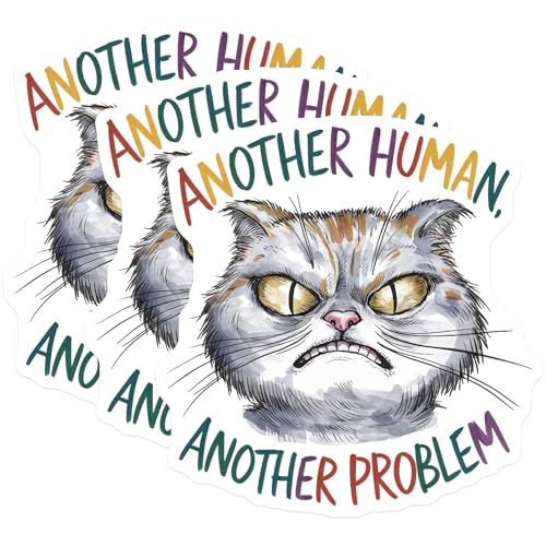 (3 Pack) Grumpy Cat Decals - Sarcastic Cat - Another Problem Stickers - 3 Inches On Longest Side - Easy Peel & Apply - Made in USA - 3MCS7325