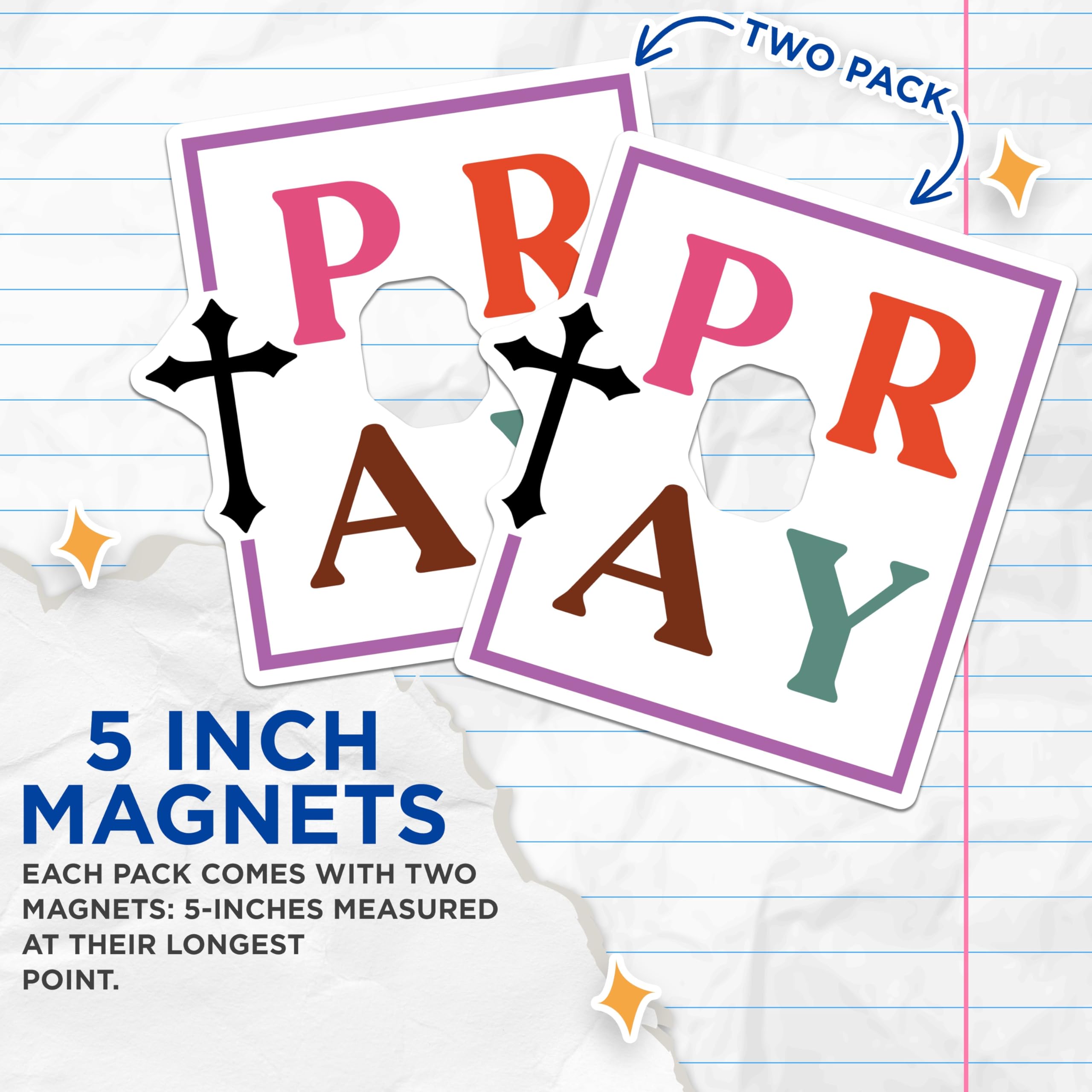 (2 Pack) Pray Christian Magnets - Faith Based Decor - Inspirational Spiritual Reminders - Religious Kitchen Magnet - 5 Inches On Longest Side - Thick Durable Magnet - Made in USA - MAG29871