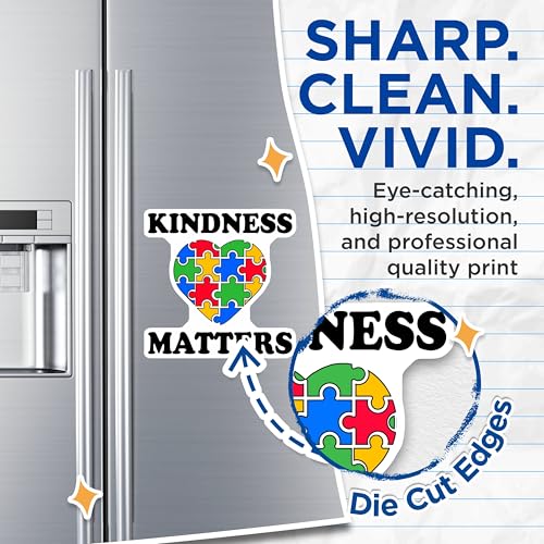 (2 Pack) Kindness Matters Magnets - Puzzle Heart Magnets - Colorful Puzzle Piece Magnets - 5" On Longest Side - for Cars, Fridges, Toolboxes - Made in USA - MAG5615