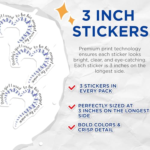 (3 Pack) Daddy's Girl Decals - Dragonfly Angel Decal - Sentimental Saying Sticker - 3 Inches On Longest Side - Easy Peel & Apply - Made in USA - 3MCS4908