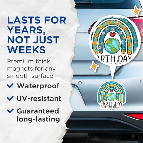(2 Pack) Earth Day Magnets - Environmentally Conscious - Eco-Friendly Celebration - Everyday Awareness - 5" On Longest Side - for Cars, Fridges, Toolboxes - Made in USA - MAG4175