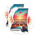(2 Pack) Mississippi State Map Stickers - Sunset Landscape Stickers - Graphic Art Stickers - 5" On Longest Side - Sticks to Smooth Flat Surfaces - Made in USA - BMCS5171