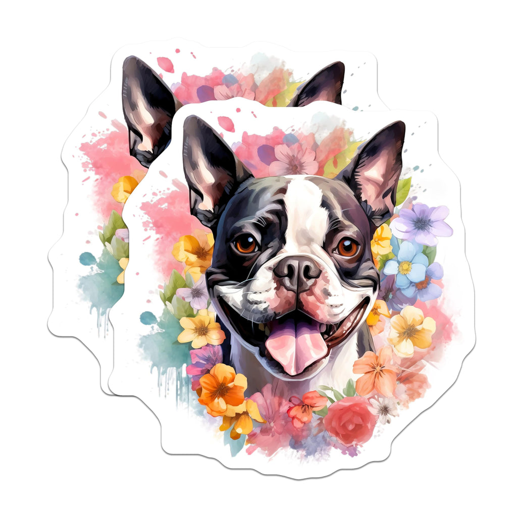 (2 Pack) Boston Terrier Magnets - Watercolor Dog Art - Pet Parent Decor - 5 Inches On Longest Side - Thick Durable Magnet - Made in USA - MAG29604