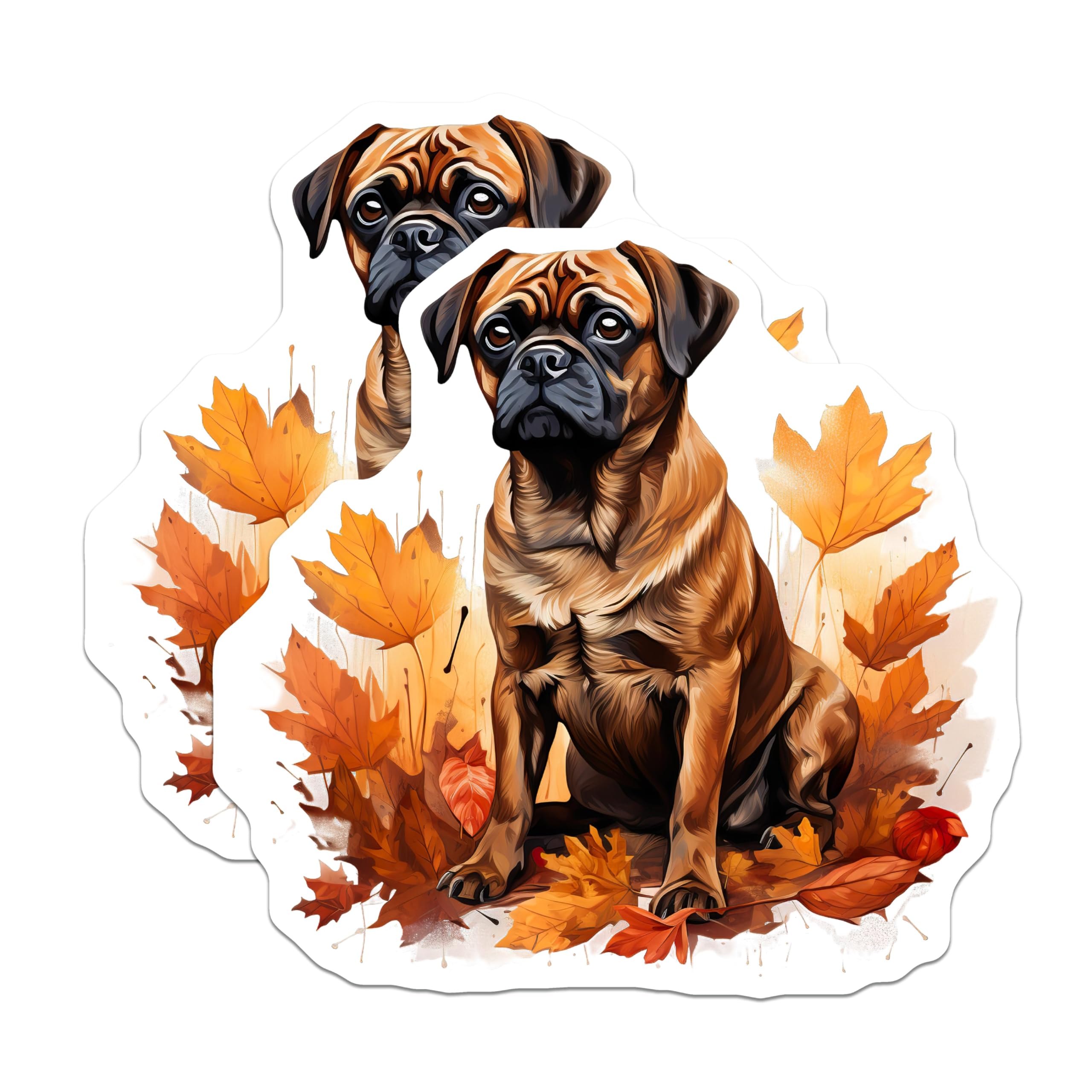 (2 Pack) Puggle Dog Autumn Magnets - Pet Owner Home Decor - Seasonal Fridge Accessory - 5 Inches On Longest Side - Thick Durable Magnet - Made in USA - MAG27763