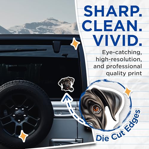 (2 Pack) Cute Dog Stickers - Puppy Sticker Decals - Dog Lover Accessories - 5" On Longest Side - Sticks to Smooth Flat Surfaces - Made in USA - BMCS9900