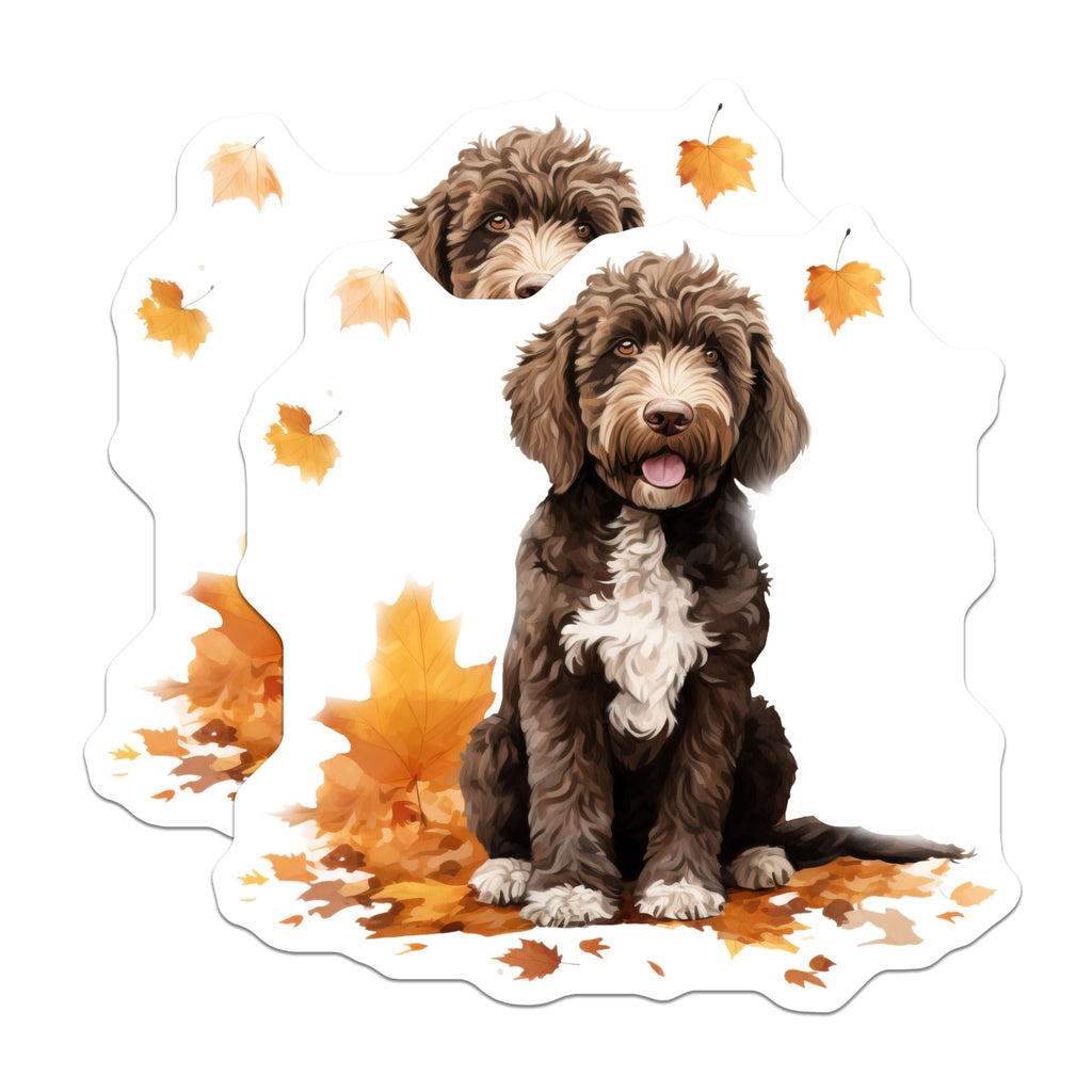 (2 Pack) Goldendoodle Dog Magnets - Labradoodle Puppy - Autumn Fall Decor Dog Lover - 5 Inches On Longest Side - Thick Durable Magnet - Made in USA - MAG30998