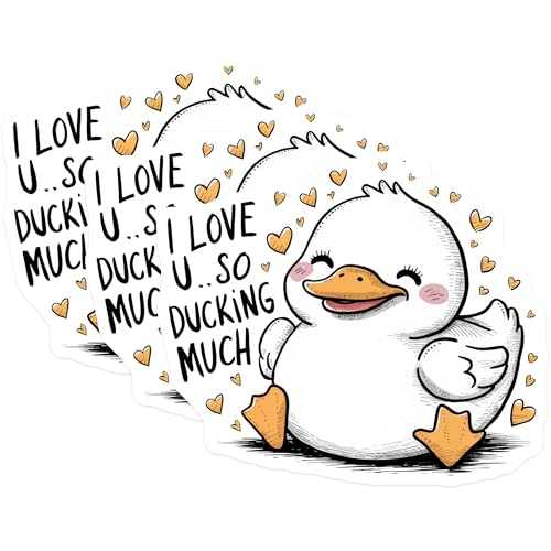 (3 Pack) Duck Decals - I Love You Decals - Ducking Much Sticker - 3 Inches On Longest Side - Easy Peel & Apply - Made in USA - 3MCS8289
