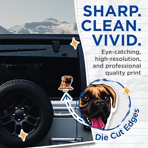 (2 Pack) Boxer Dog Stickers - Cute Dog Art Stickers - Boxer Breed Decal - 5" On Longest Side - Sticks to Smooth Flat Surfaces - Made in USA - BMCS4211