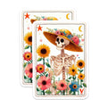 (2 Pack) Floral Skeleton Skull Magnets - Day of the Dead Inspired Art - Whimsical Botanical Fridge Decor - 5 Inches On Longest Side - Thick Durable Magnet - Made in USA - MAG21737