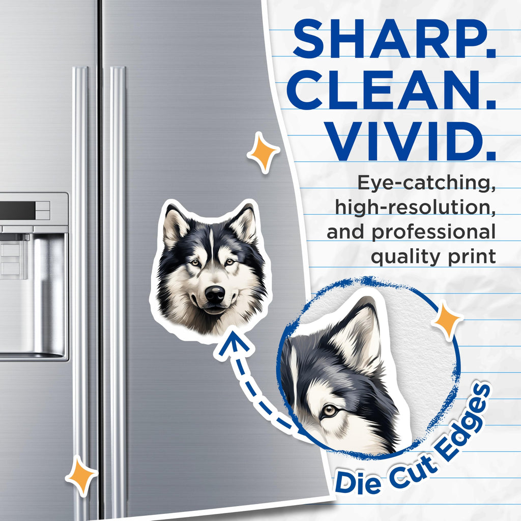 (2 Pack) Husky Magnets - Siberian Husky Decor - Dog Breed Art - Pet Lover Fridge Magnet - 5 Inches On Longest Side - Thick Durable Magnet - Made in USA - MAG27809