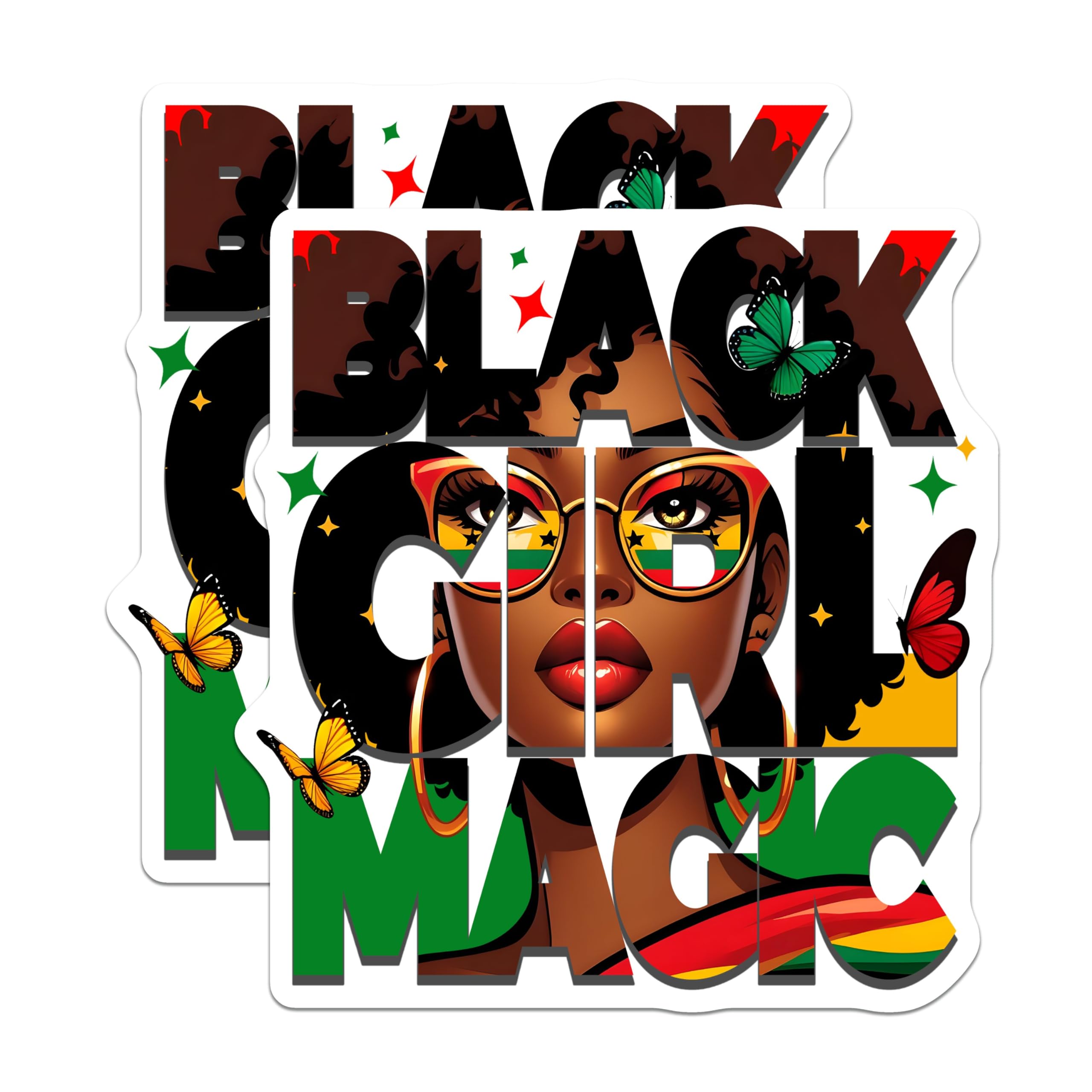 (2 Pack) Black Girl Magic Magnets - 5" On Longest Side - for Cars, Fridges, Toolboxes - Made in USA - MAG7360