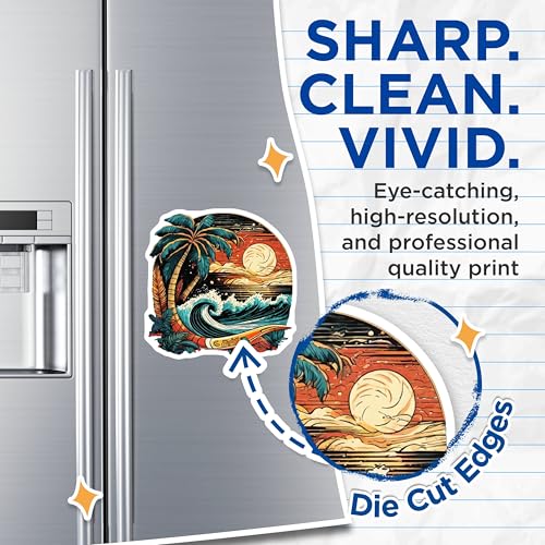 (2 Pack) Beach Sunset Wave Magnets Magnets - Tropical Palm Tree Sun Surfboard Decor - 5" On Longest Side - Made in USA - Sticks to Refrigerators & Metal Surfaces - MAG9255