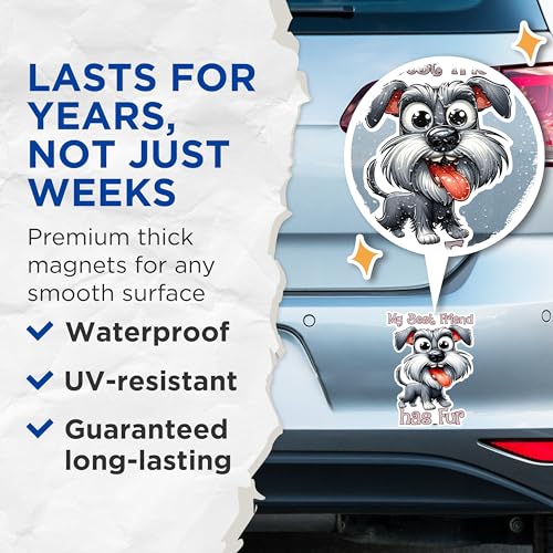 (2 Pack) My Best Friend Has Fur Dog Magnets - Cute Dog Lover Magnets - Dog Owner Refrigerator Magnets- 5" On Longest Side - for Fridges, Toolboxes, Cars - Made in USA - MAG2815
