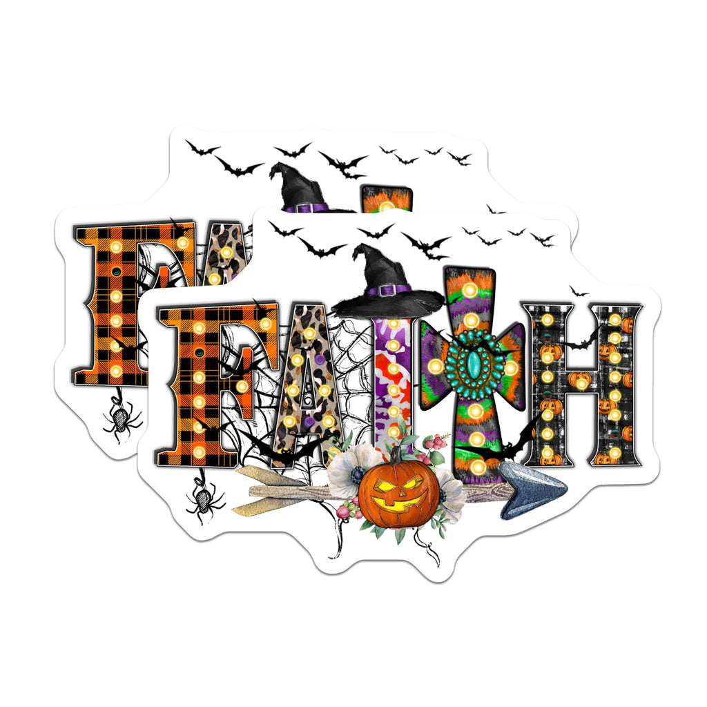 (2 Pack) Faith Halloween Magnets - Christian Fall Decor - Spooky Season Kitchen Fridge Accents - 5 Inches On Longest Side - Thick Durable Magnet - Made in USA - MAG29160