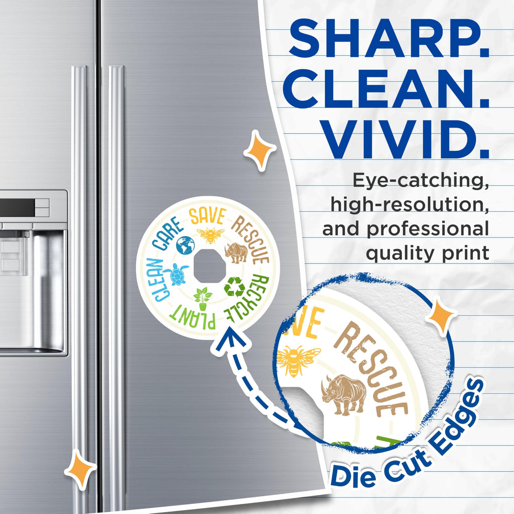 (2 Pack) Earth Conservation Magnets - Environmental Awareness - Save Wildlife Recycle Clean Plant - 5 Inches On Longest Side - Thick Durable Magnet - Made in USA - MAG22830