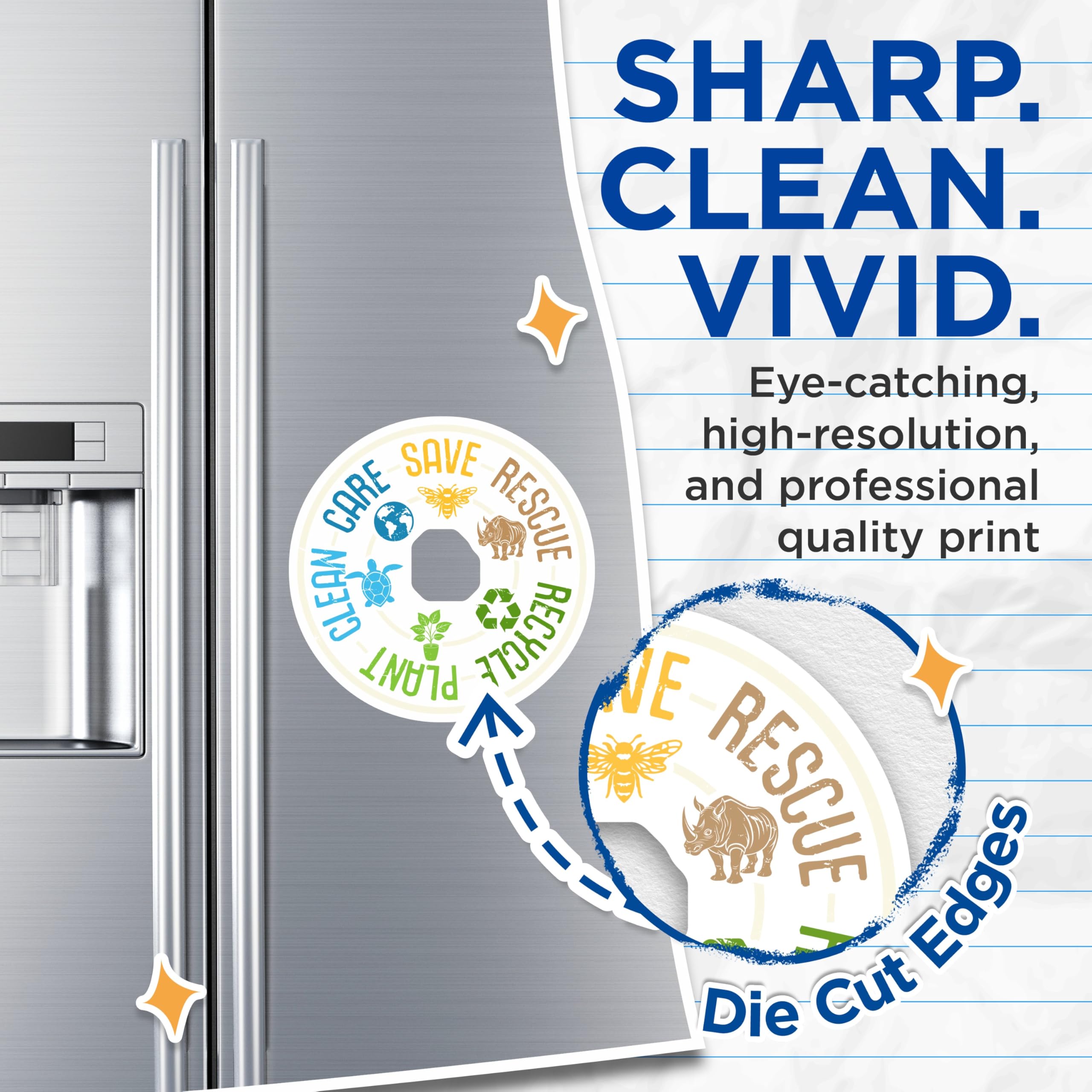 (2 Pack) Earth Conservation Magnets - Environmental Awareness - Save Wildlife Recycle Clean Plant - 5 Inches On Longest Side - Thick Durable Magnet - Made in USA - MAG22830