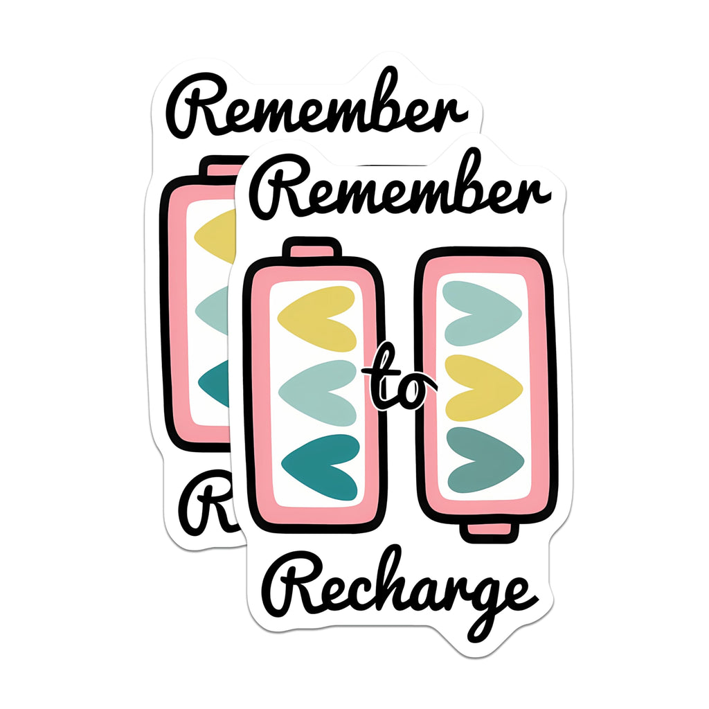 (2 Pack) Recharge Batteries Magnets - Self Care Reminder - Mental Health Decoration - 5" On Longest Side - Premium Magnet - for Cars, Refrigerators, Toolboxes, Lockers - Made in USA - MAG14921