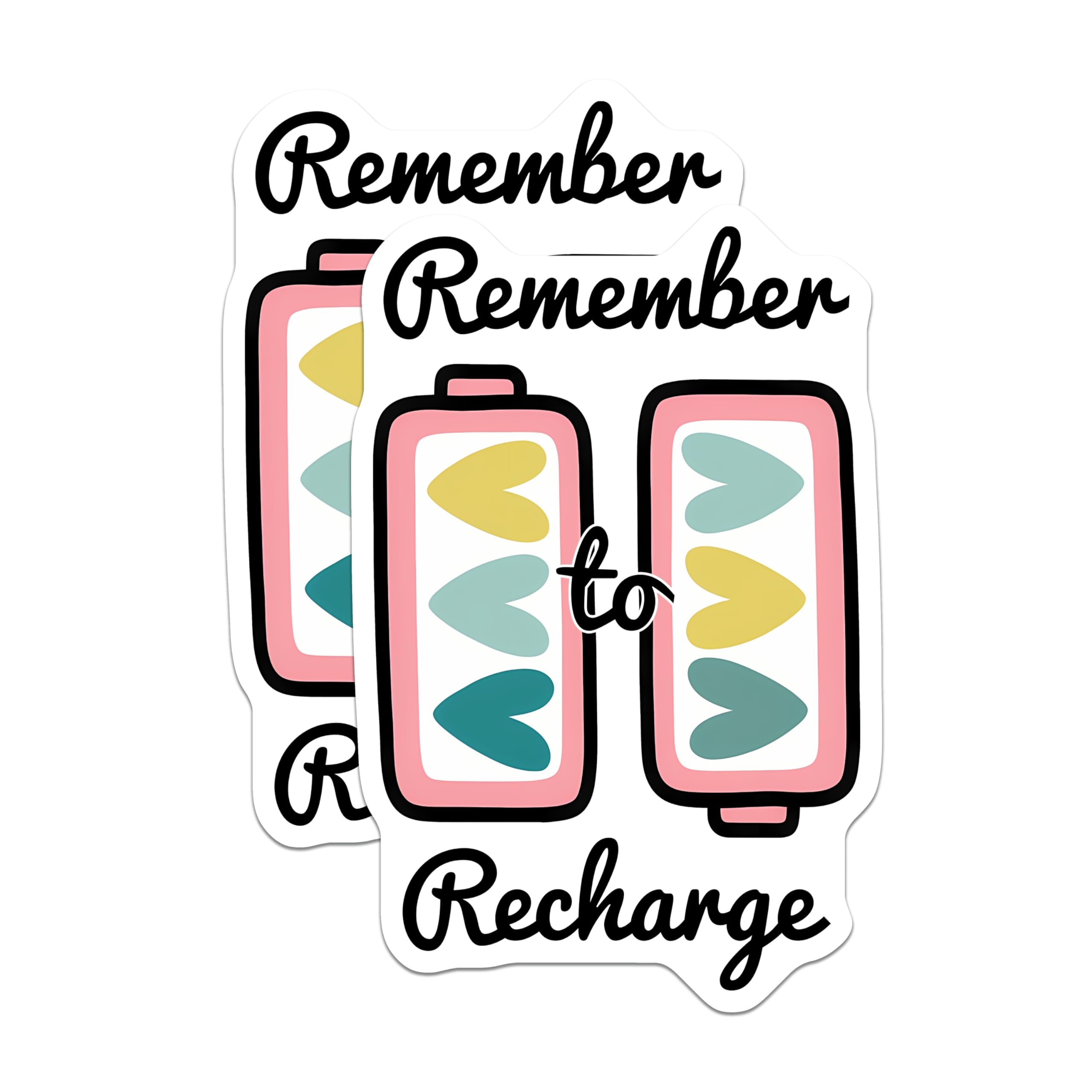 (2 Pack) Recharge Batteries Magnets - Self Care Reminder - Mental Health Decoration - 5" On Longest Side - Premium Magnet - for Cars, Refrigerators, Toolboxes, Lockers - Made in USA - MAG14921