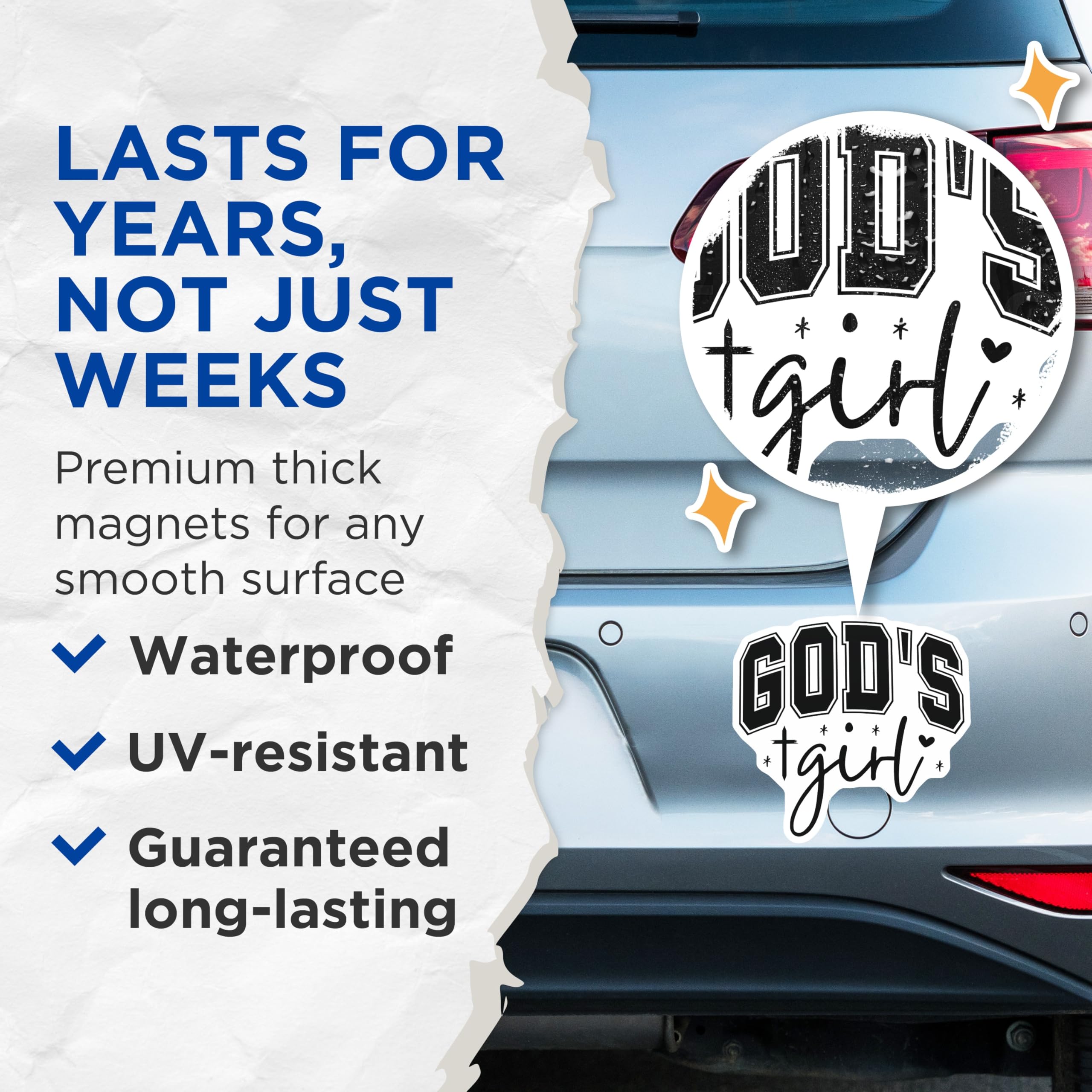 (2 Pack) God's Girl Magnets - Christian Faith Decor - Inspirational Religious Magnets - 5 Inches On Longest Side - Thick Durable Magnet - Made in USA - MAG28838