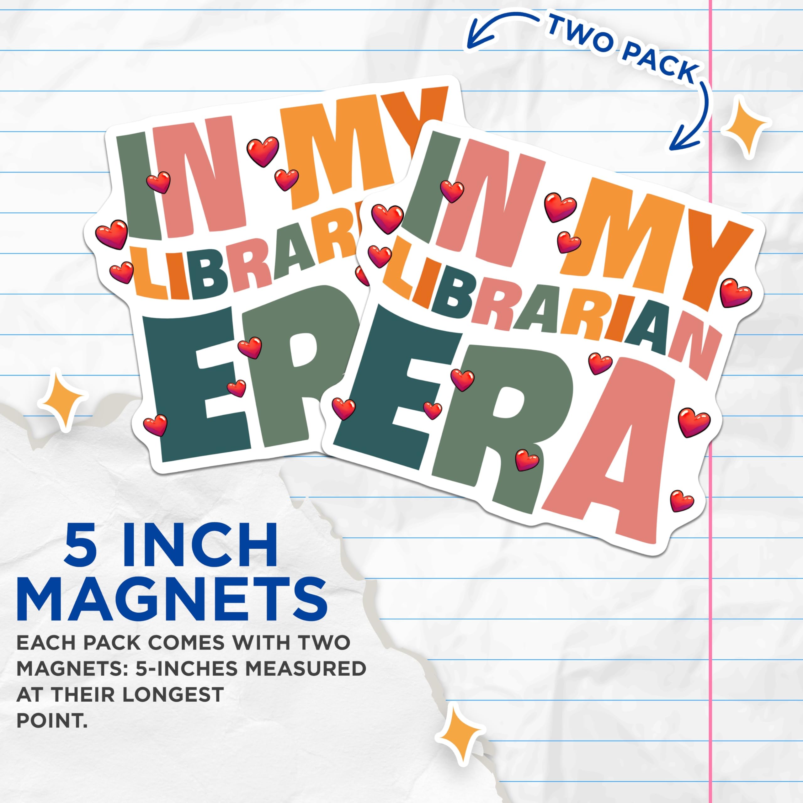 (2 Pack) Librarian Era Magnets - Reader Lover Decor - Librarian Life Accent - 5" On Longest Side - Premium Magnet - for Cars, Refrigerators, Toolboxes, Lockers - Made in USA - MAG16181