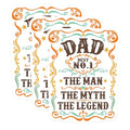 (3 Pack) Dad Best Number One Decals - The Man The Myth - Father's Day Laptop Decals - 3 Inches On Longest Side - Easy Peel & Apply - Made in USA - 3MCS4780