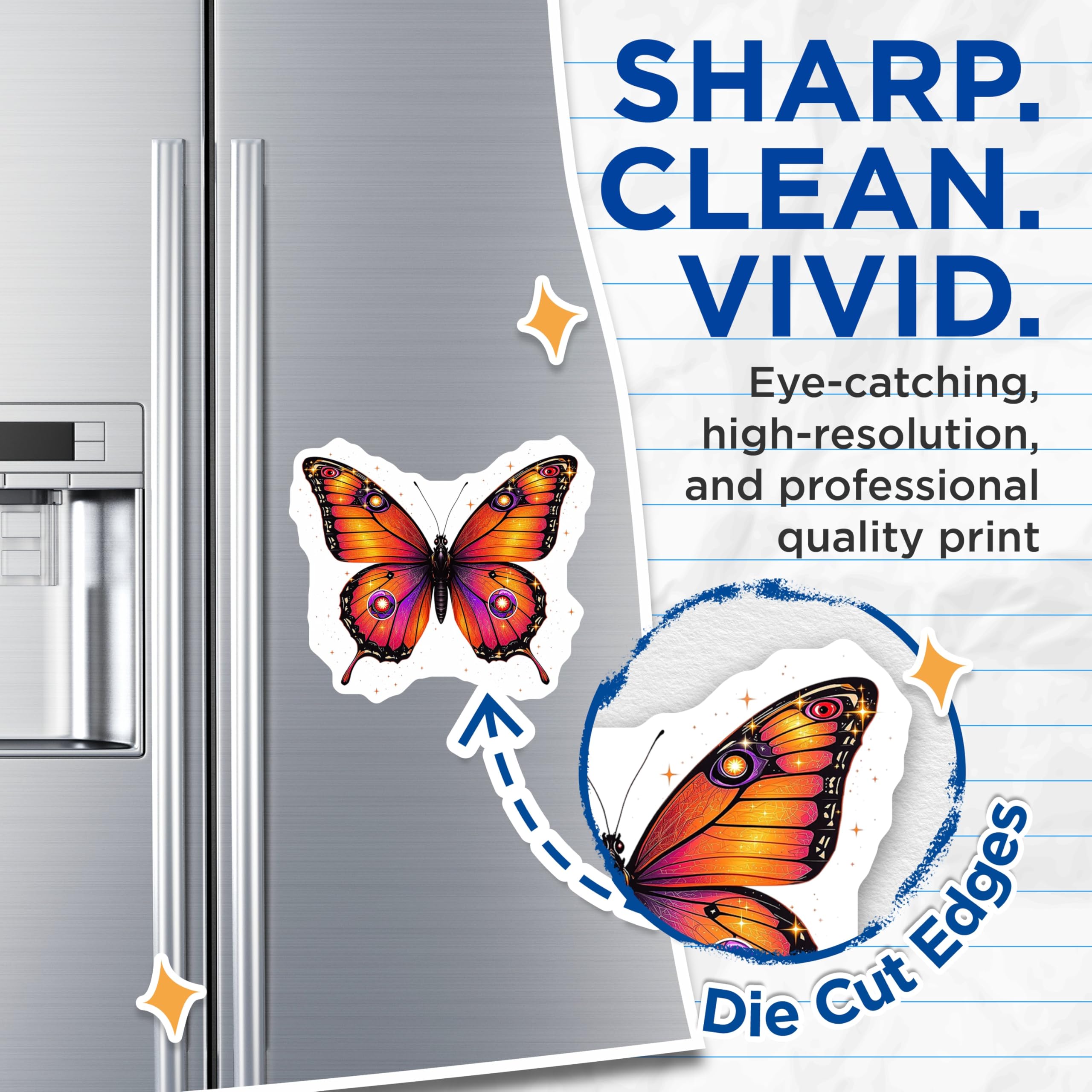(2 Pack) Butterfly Magnets - Decorative Magnets - Fridge Magnets - 5" On Longest Side - Premium Magnet - for Cars, Refrigerators, Toolboxes, Lockers - Made in USA - MAG14579