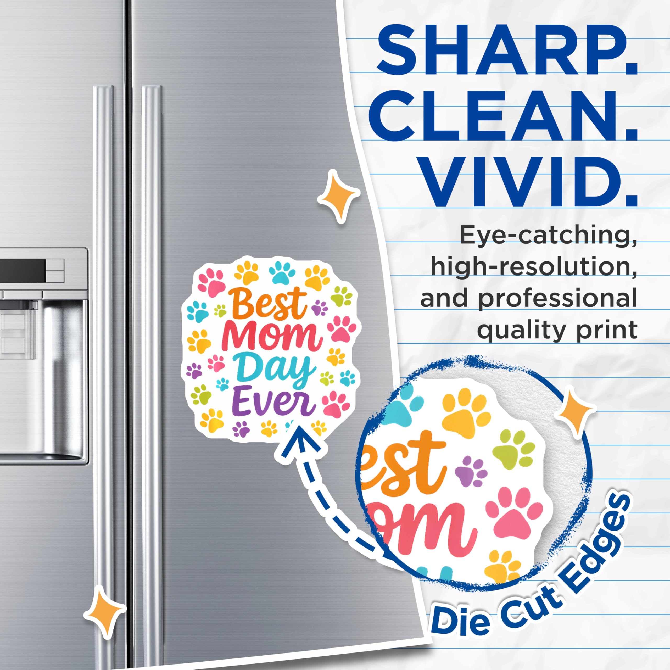 (2 Pack) Best Mom Day Ever Magnets - Paw Print Pet Mom - Colorful Animal Lover - 5 Inches On Longest Side - Thick Durable Magnet - Made in USA - MAG27783