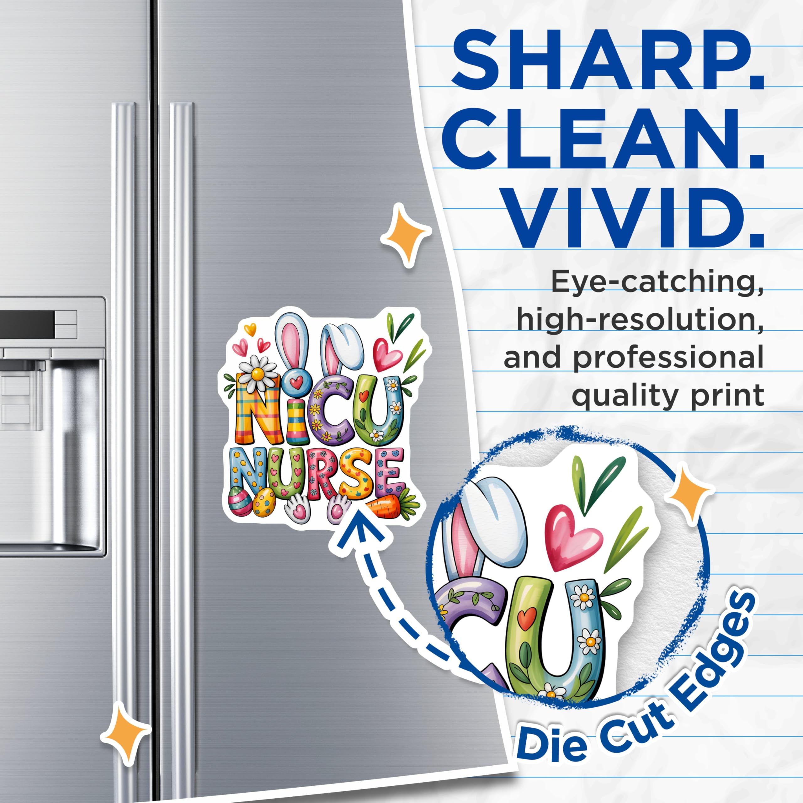 (2 Pack) NICU Nurse Magnets - Easter Bunny Design - Pediatric Nurse Decor - 5" On Longest Side - Premium Magnet - for Cars, Refrigerators, Toolboxes, Lockers - Made in USA - MAG15359