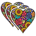 (3 Pack) Floral Heart Decals - Flower Laptop Decal - Botanical Stickers - 3 Inches On Longest Side - Easy Peel & Apply - Made in USA - 3MCS4842