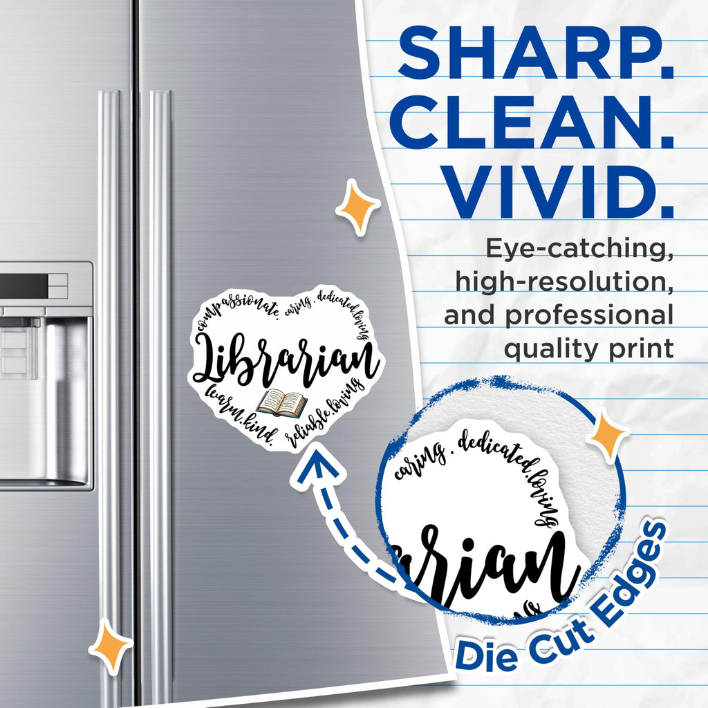 (2 Pack) Librarian Magnets - Heart Librarian Decor - Librarian Appreciation - 5" On Longest Side - Premium Magnet - for Cars, Refrigerators, Toolboxes, Lockers - Made in USA - MAG15374