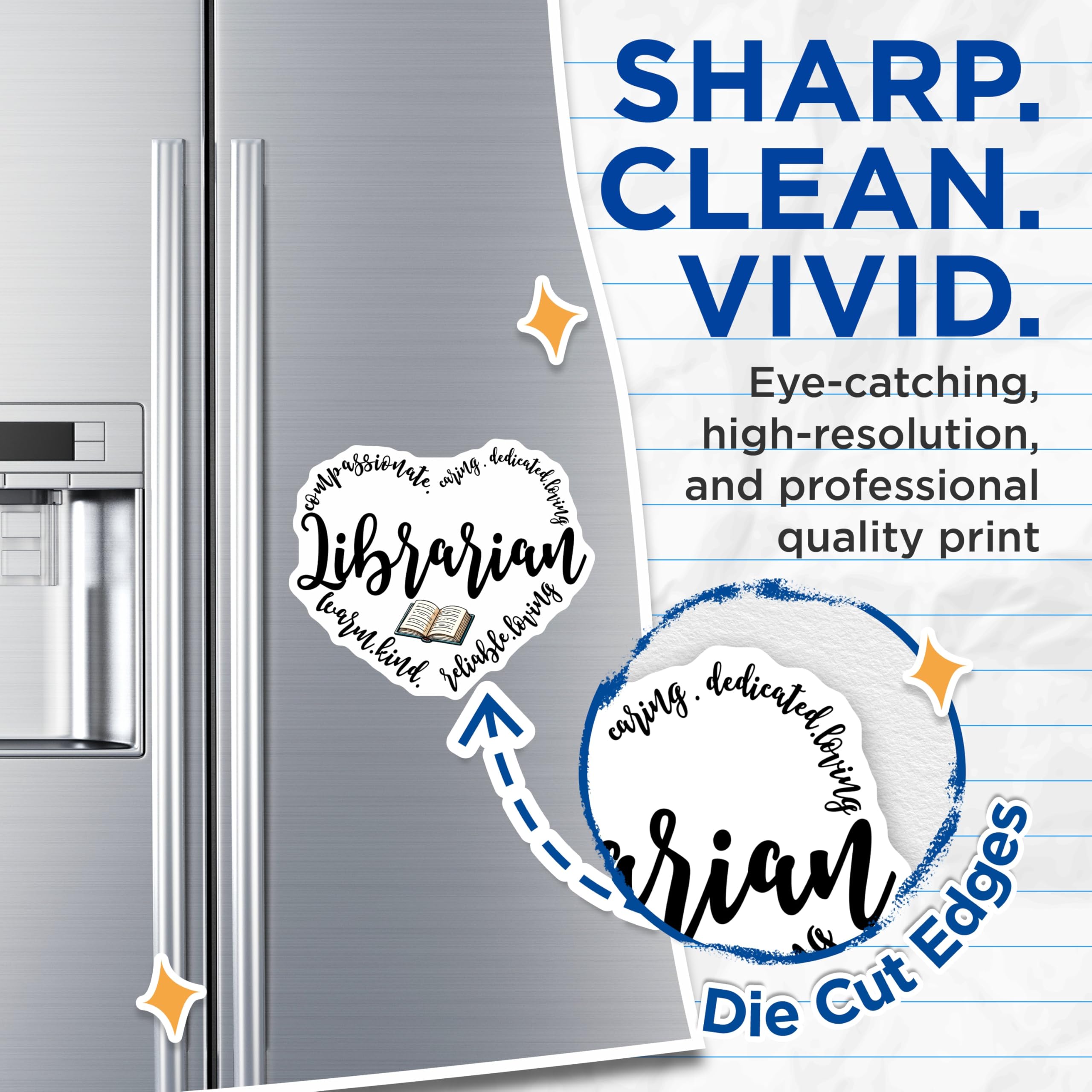 (2 Pack) Librarian Magnets - Heart Librarian Decor - Librarian Appreciation - 5" On Longest Side - Premium Magnet - for Cars, Refrigerators, Toolboxes, Lockers - Made in USA - MAG15374