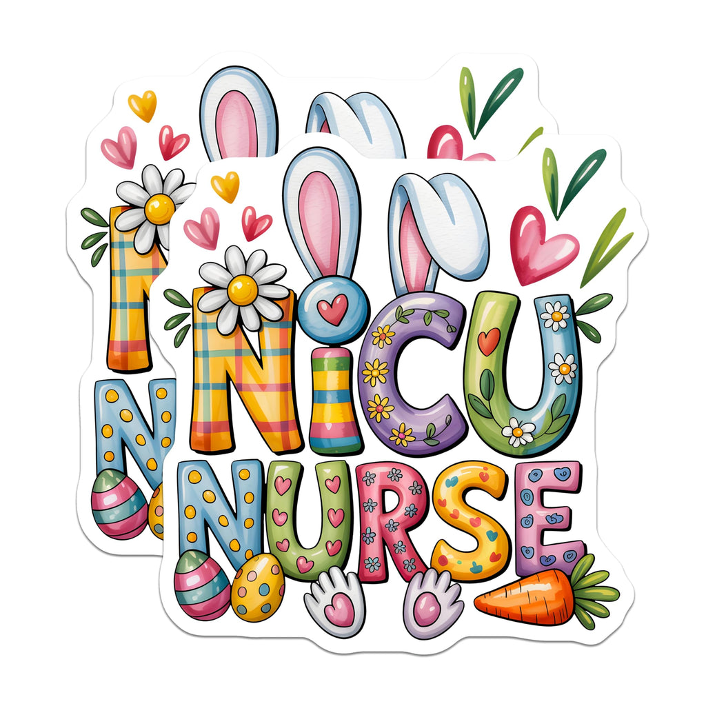 (2 Pack) NICU Nurse Magnets - Easter Bunny Design - Pediatric Nurse Decor - 5" On Longest Side - Premium Magnet - for Cars, Refrigerators, Toolboxes, Lockers - Made in USA - MAG15359