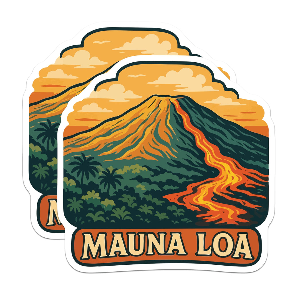 (2 Pack) Mauna Loa Magnets - Hawaiian Volcano Decor - Vibrant Lava Flow Art - Big Island Travel Souvenir - 5 Inches On Longest Side - Thick Durable Magnet - Made in USA - MAG19546
