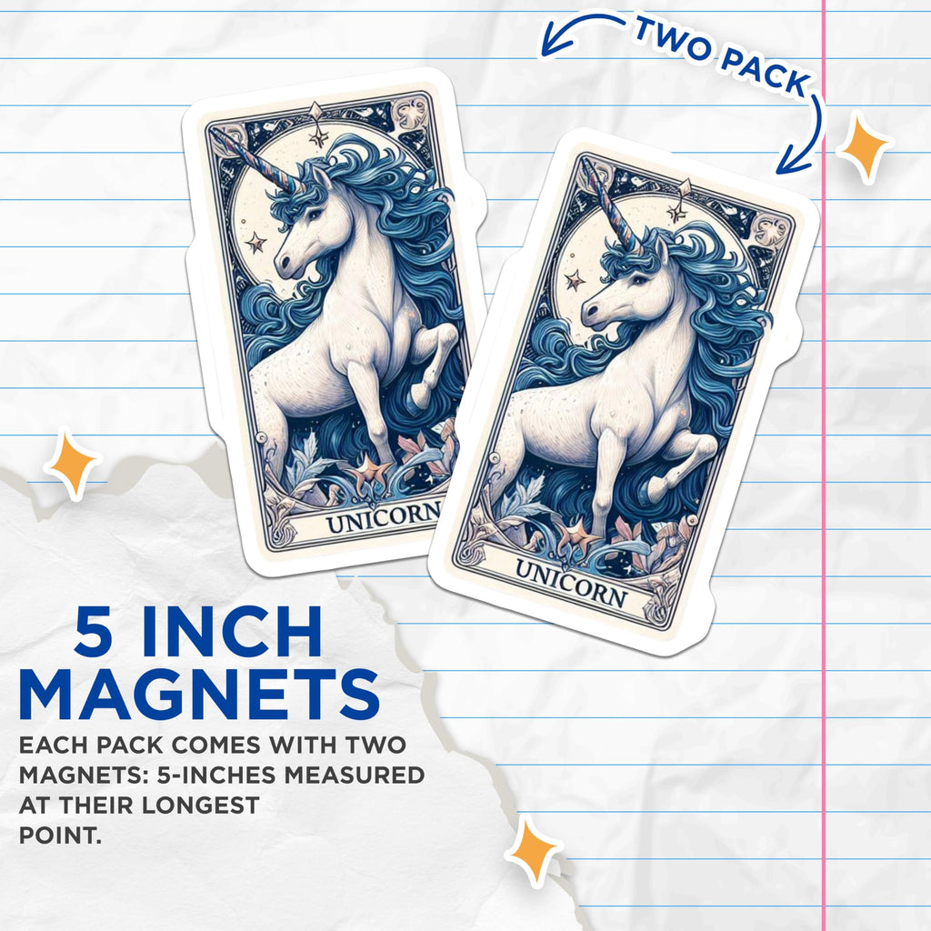 (2 Pack) Unicorn Magnets - Magical Horse Fantasy Art Decorative Accessories - Enchanting Mythical Creature Refrigerator Decor - 5 Inches On Longest Side - Thick Durable Magnet - Made in USA - MAG22498