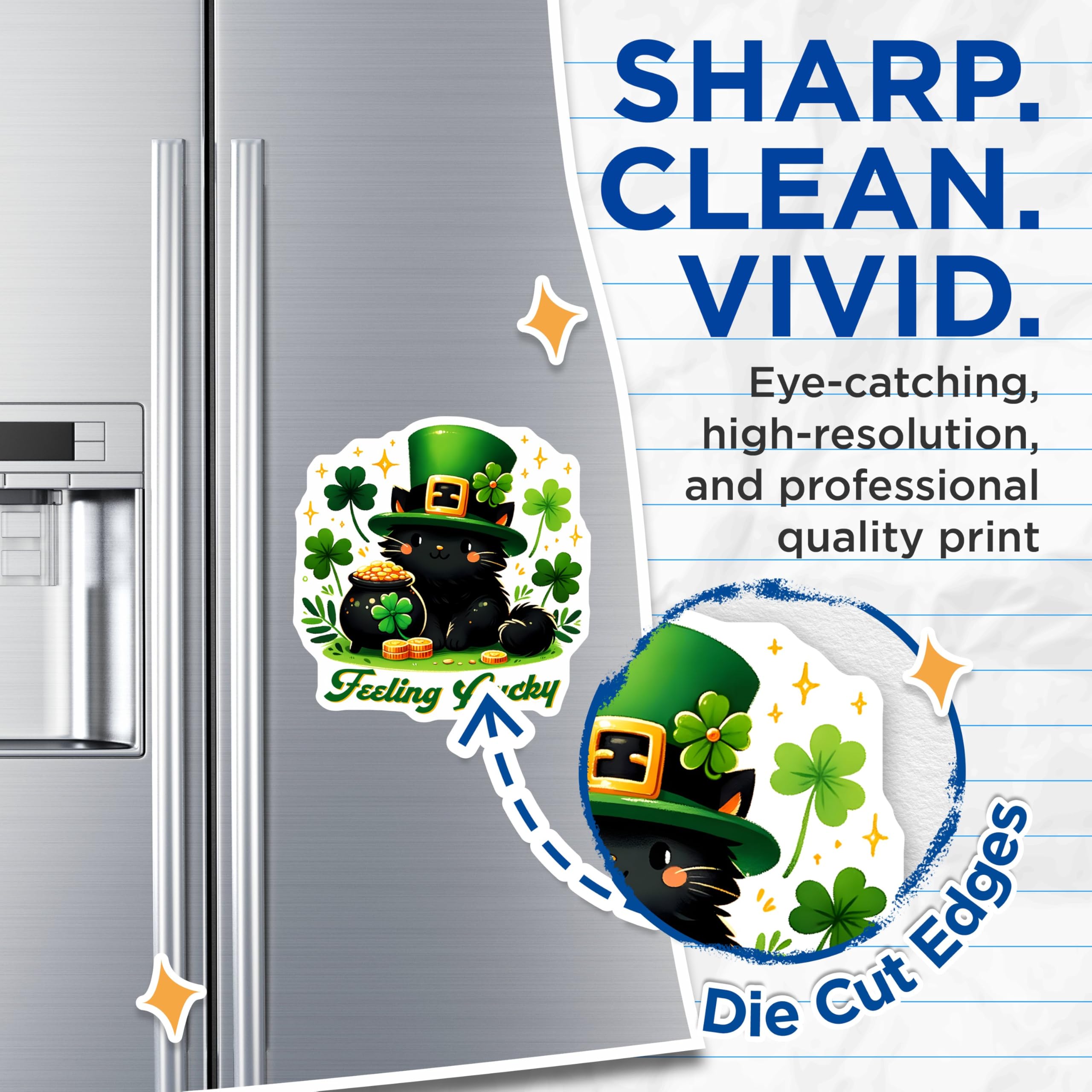 (2 Pack) Feeling Lucky Magnets - St. Patrick's Day Decor - Shamrock Pot of Gold Design - Irish Holiday - 5" On Longest Side - for Cars, Fridges, Toolboxes - Made in USA - MAG8107