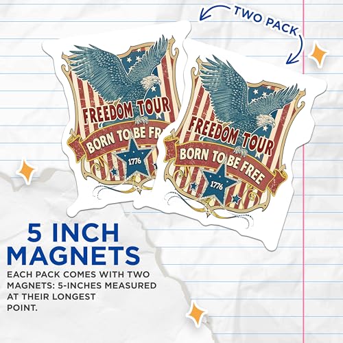 (2 Pack) Eagle Design Magnet - Patriotic Decor - 5" On Longest Side - Sticks to Smooth Flat Surfaces - Made in USA - MAG10264