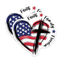 (2 Pack) Faith Family Freedom Stickers - American Flag Heart - Patriotic Cross - 5" On Longest Side - Sticks to Smooth Flat Surfaces - Made in USA - BMCS8375