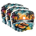(3 Pack) Beach Scene Decals - Flip Flops Decor - Palm Tree Stickers - 3 Inches On Longest Side - Easy Peel & Apply - Made in USA - 3MCS8089