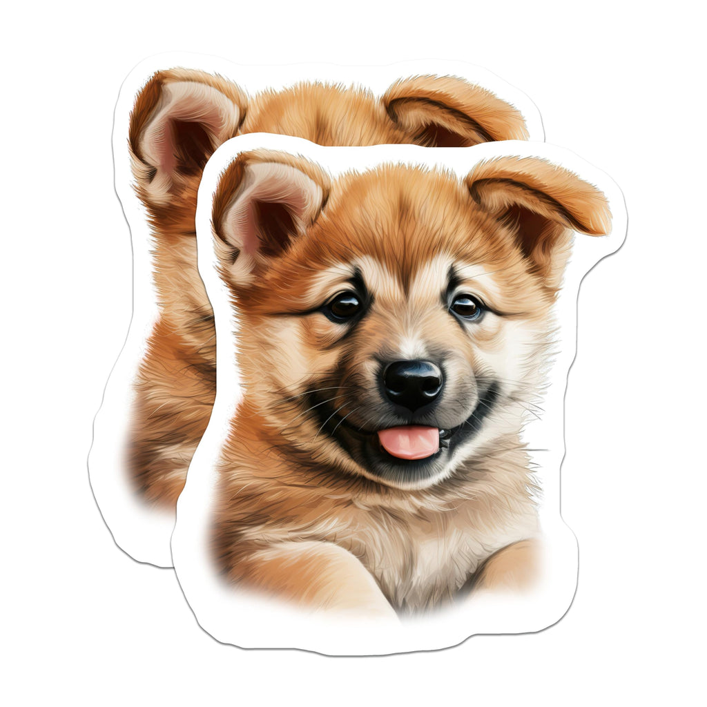 (2 Pack) Happy Shiba Inu Puppy Magnets - Dog Lover Decor - Pet Parent Kitchen Magnet - 5 Inches On Longest Side - Thick Durable Magnet - Made in USA - MAG29270
